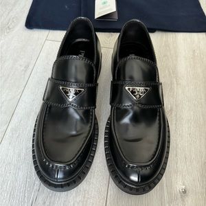 Prada brushed chocolate leather loafers - size 7